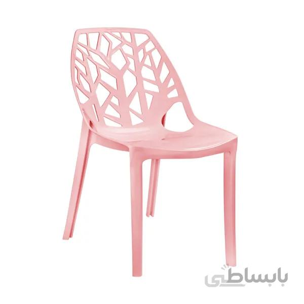 صندلی اتیلا نقش درخت بدون دسته صورتی پاستیلی