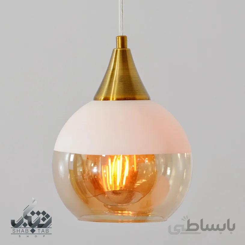 لوستر آویز تک شعله کد MZ0010 شیشه سفید