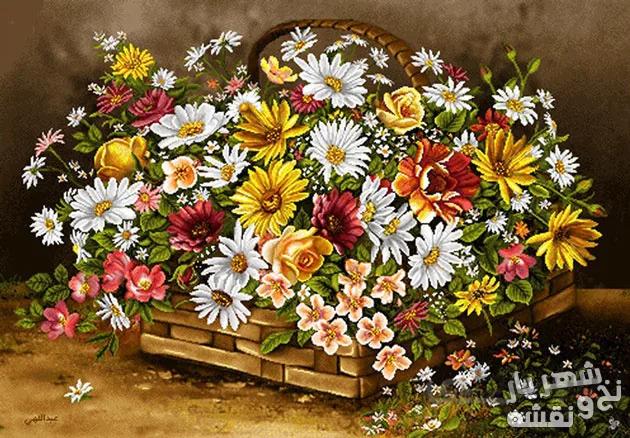 وسایل کامل بافت تابلو فرش طرح سبد گل - 4018