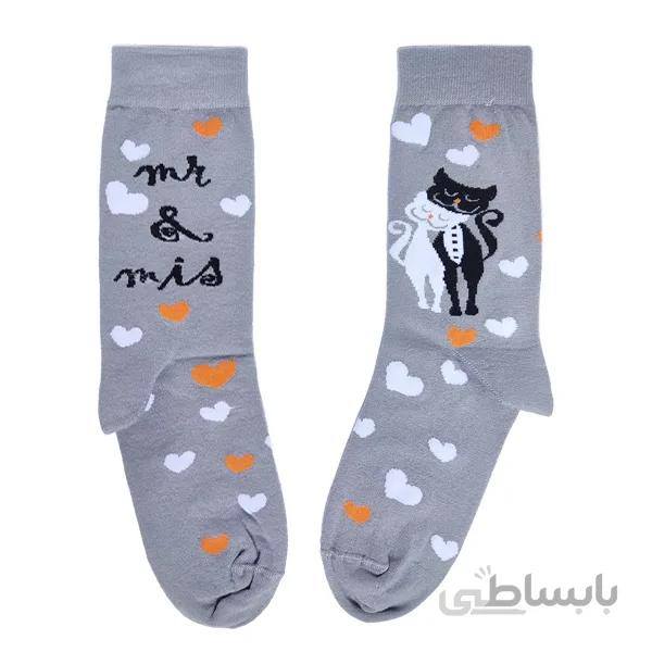 جوراب ساقدار زنانه طرح مستر و میس گربه کد PH613