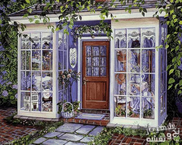 نخ و نقشه تابلو فرش طرح منظره خانه زیبا کد n-7663