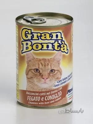 کنسرو Monge Gran Bonta مخصوص گربه بالغ تهیه تکه های جگر مرغ و گوشت خرگوش - 415گرم