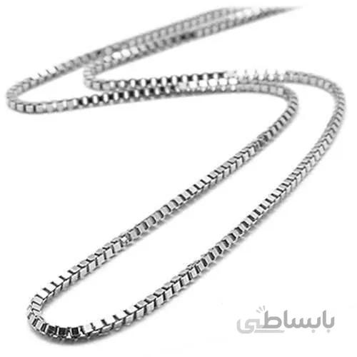 زنجیر آجری استیل نقره ای - 50cm