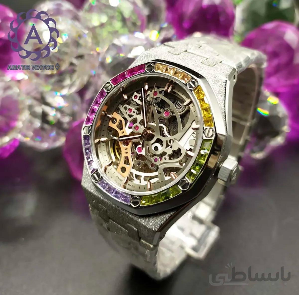 ساعت مچی زنانه اودمارپیگه مدل Audemars Piguet Frosted Gold Rainbow