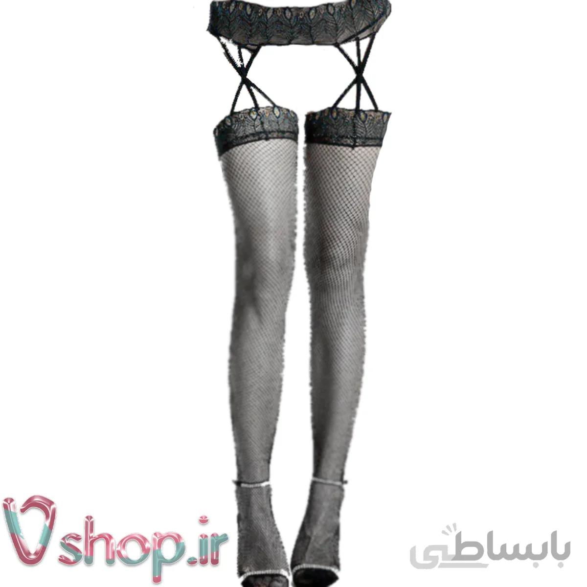 جوراب شلواری فاقباز حاشیه طاووسی