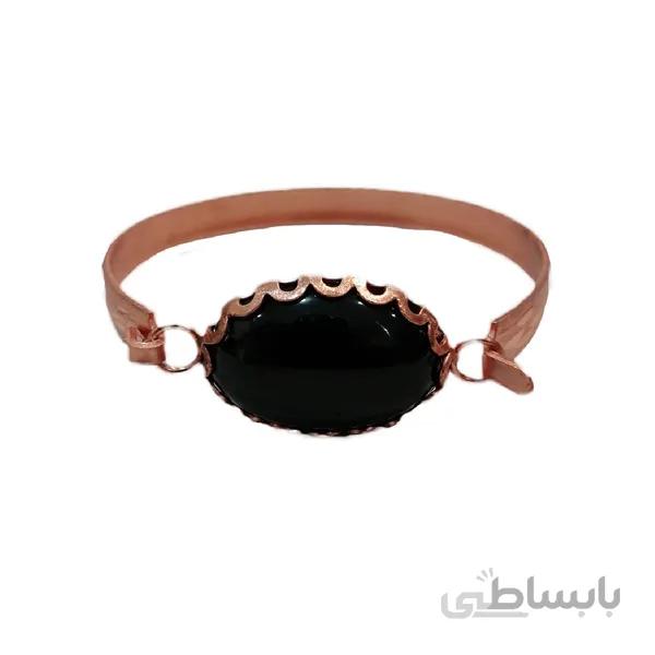 دستبند مسی زیبا حلقه ای نگین دار سیاه کد JW173