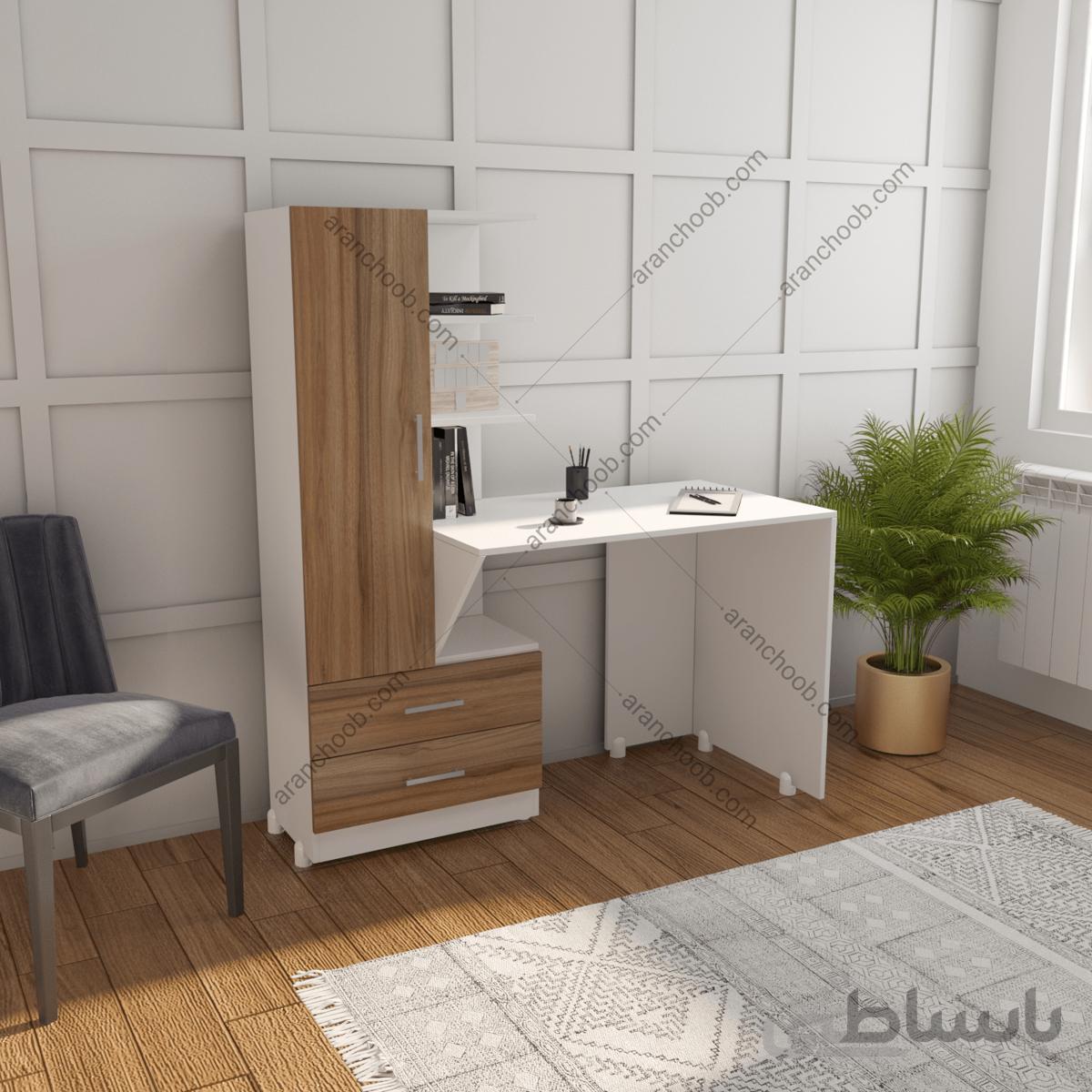 میز تحریر کتابخانه دار دو کشو