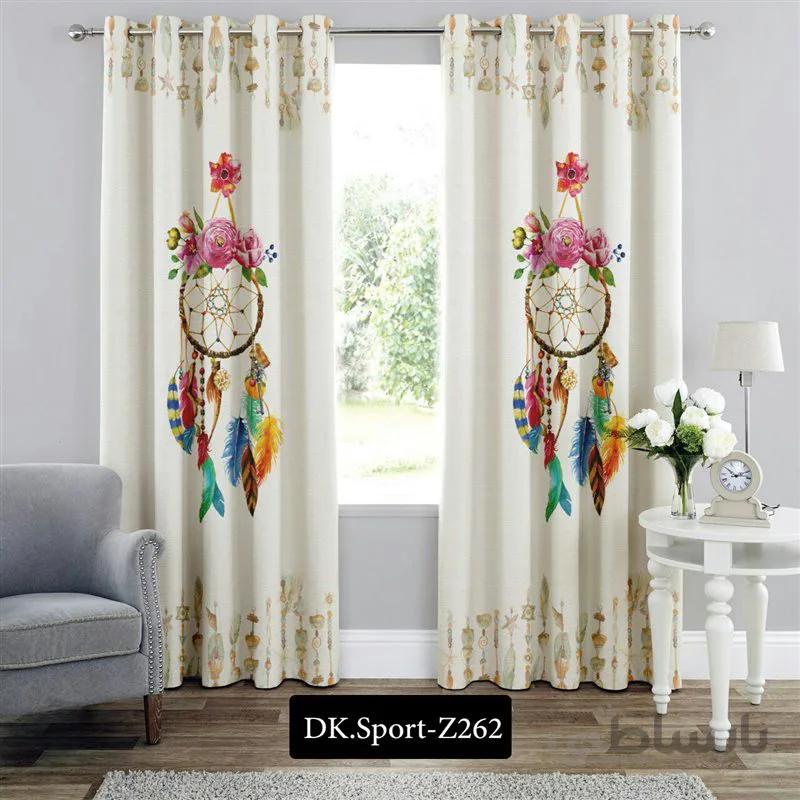 پرده پانچی (هازان و مخمل) کد DK.S.Z262 طرح اسپرت دریم کچر گلدار
