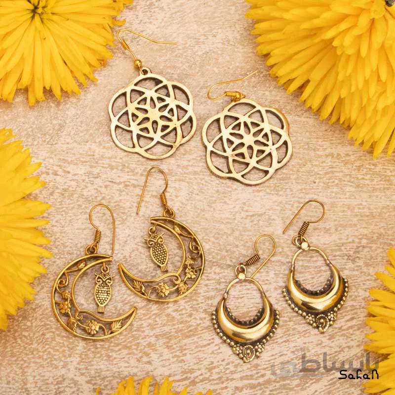 گوشواره هندی طلایی برنجی
