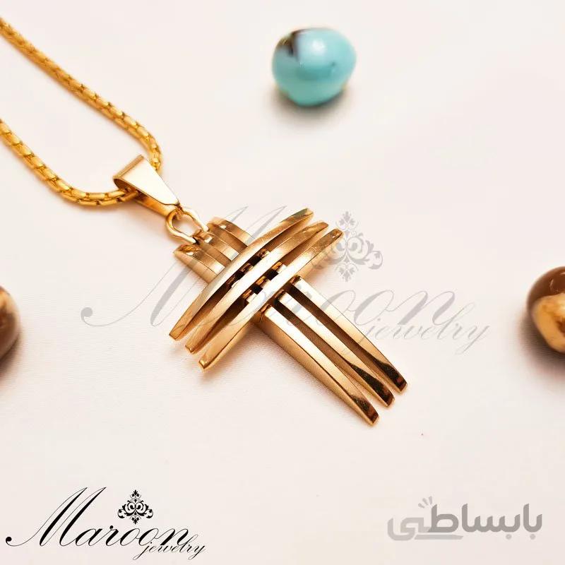گردنبند مردانه و پسرانه صلیب طلایی مارون MM98