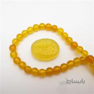 عقیق زرد با حکاکی و من یتق الله کد 2974 ا قیمت به شرط خرید تیمی