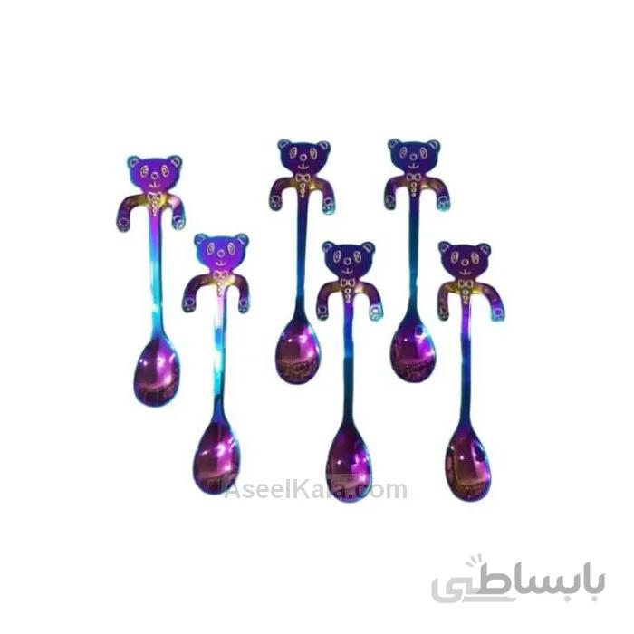 قاشق هولوگرامی استیل طرح خرس بسته 6 عددی