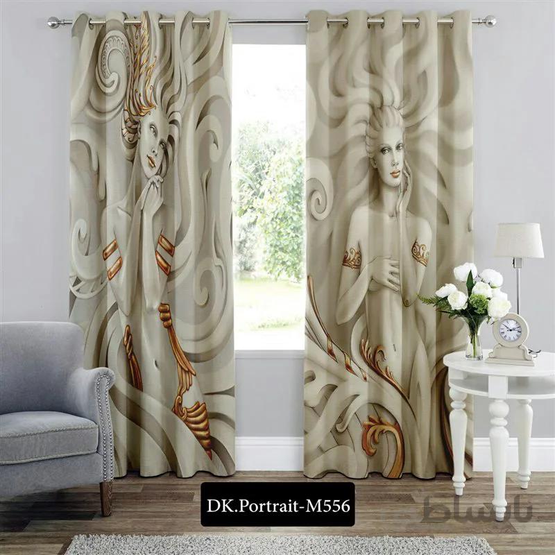 پرده پانچی (هازان و مخمل) کد DK.Portrait.M556 طرح چهره الهه