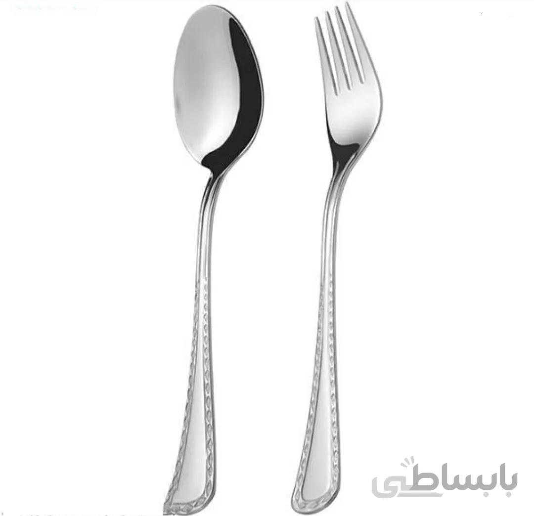 قاشق وچنگال ۱۲پارچه ناب استیل مدل برلین سند بلاست
