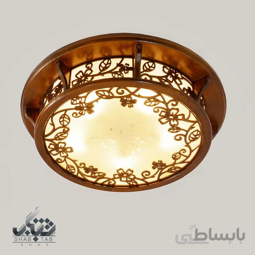 لوستر مدرن سقفی چوبی دارکار مدل فلاور بزرگ کد 313 ا لوستر سقفي دارکار مدل فلاور بزرگ کد 313