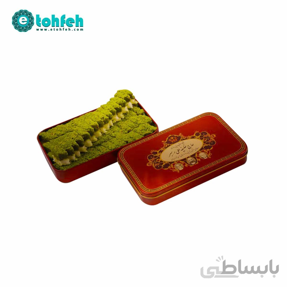 شیرینی لوز دو رنگ پسته و نارگیل