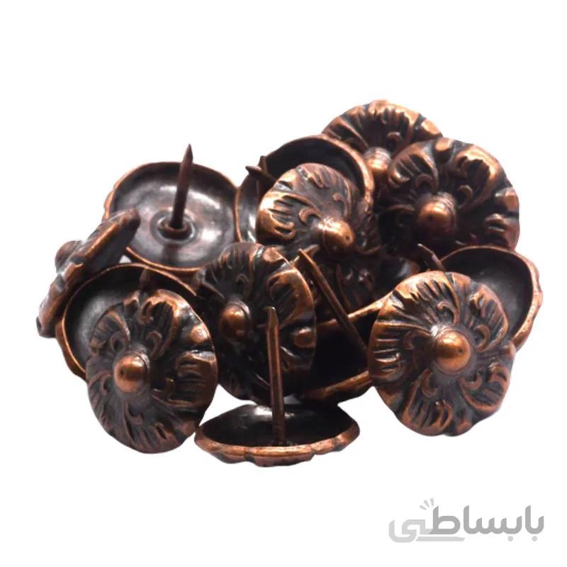 گل میخ تزیینی مسی گل برجسته طول 20 قطر 20 میلی متر بسته 10 عددی