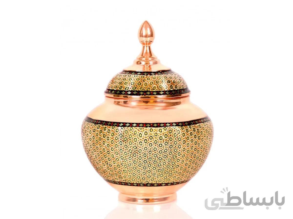 قندان مس و خاتم مدل سیبی صنایع دستی آقاجانی