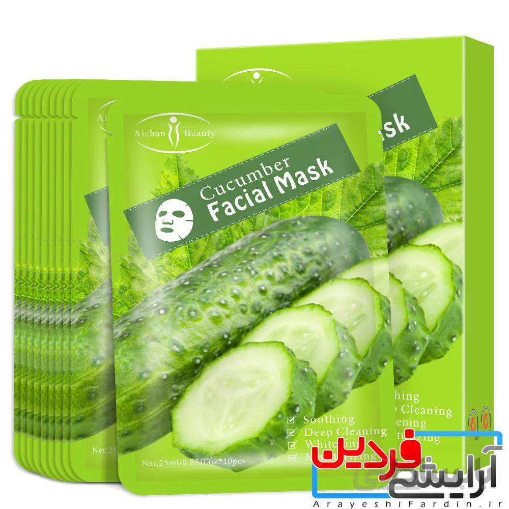 ماسک ورقه ای حاوی عصاره خیارآیچون بیوتی پک 10 تایی