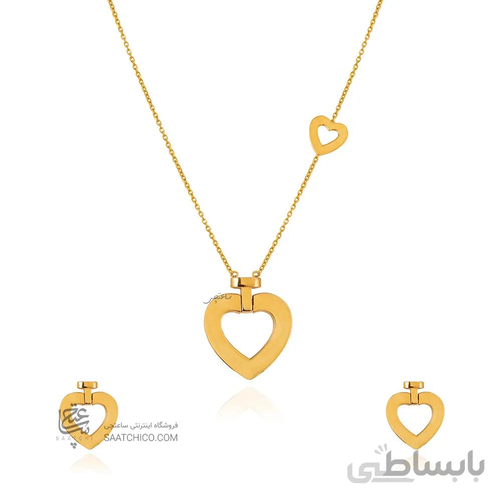 نیم ست طلا طرح قلب فرد ساده کد CS345