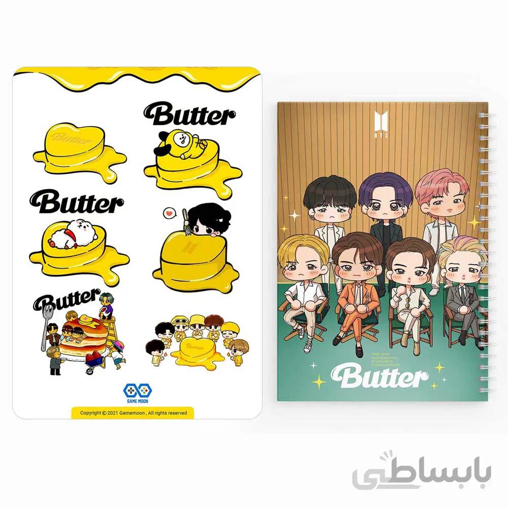 دفترچه يادداشت bts butter به همراه مجموعه ٦ عددی استيكر-کد 2031