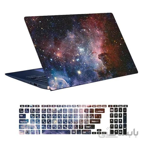 اسکین لپ تاپ طرح Space کد ۷۶ به همراه استیکر کیبورد