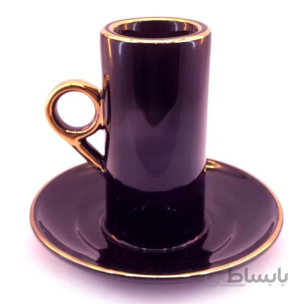 جاشمعی و جا وارمری سرامیکی انگشتی مشکی دور طلا