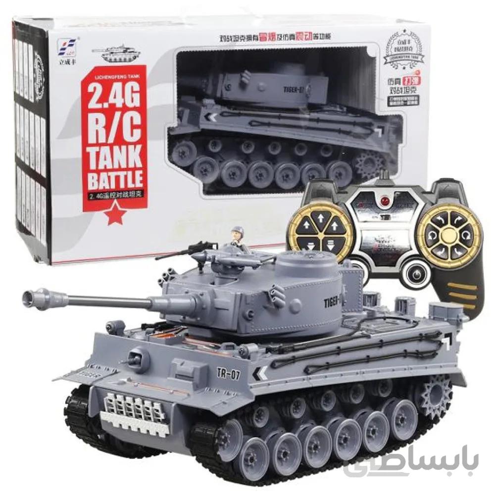 اسباب بازی تانک نظامی کنترلی شارژی تیر پرتاب کن دود زا 1:18 مدل Tank Remote Control LCF 789-3