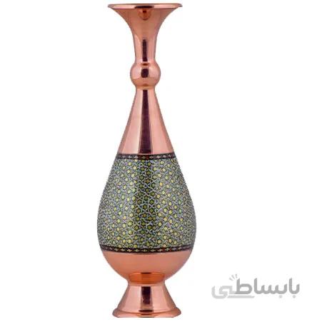 گلدان مسی خاتم کاری اثر آقاجانی ارتفاع 30 سانتی متر کد C-518