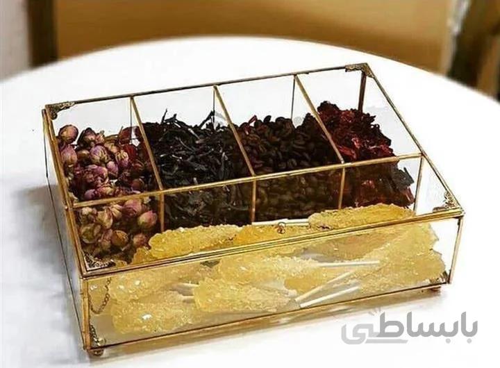 جعبه تی بگ 5 خانه برنجی
