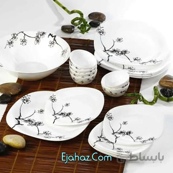 سرویس آرکوپال 38 پارچه لومینارک فرانسه مدل مینگ سیاه لومینارک(Luminarc)