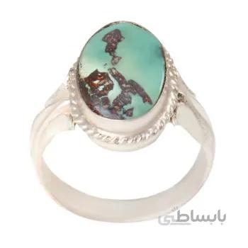 انگشتر نقره مردانه بازرگانی میلادی مدل فیروزه نیشابور کد AM_2125