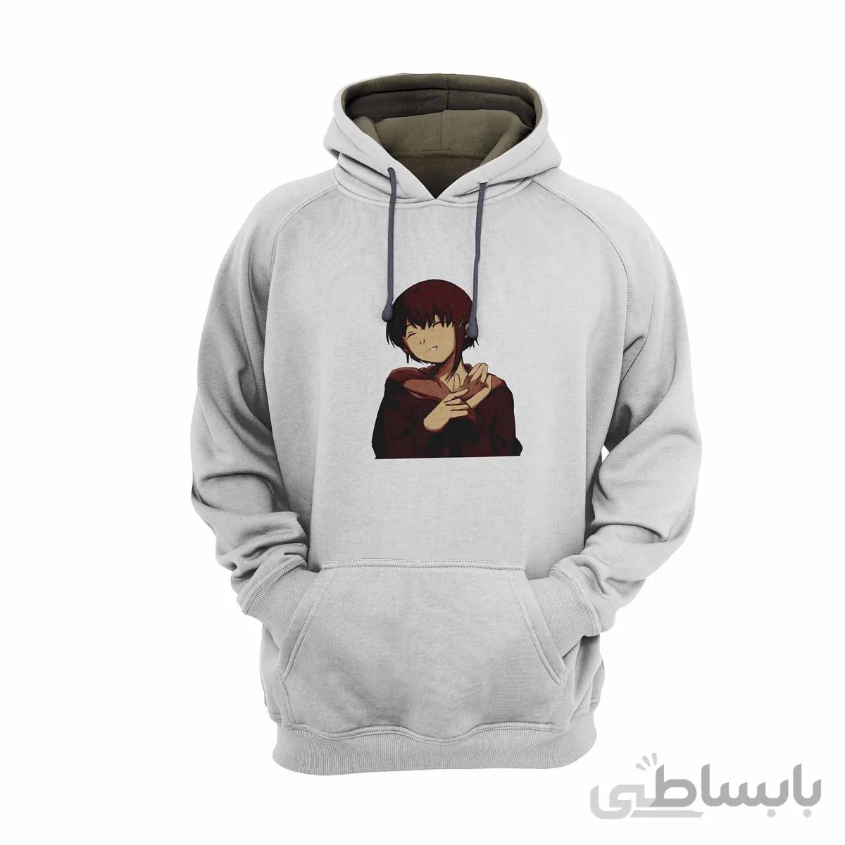 هودی سفید طرح انیمه تجربیات سریالی لین Serial Experiments Lain کد KCT10462