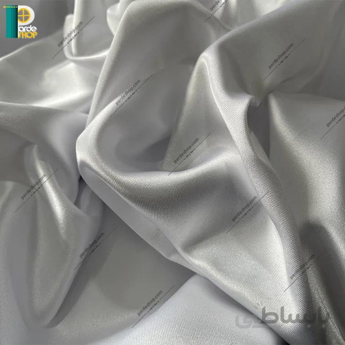 آستر پرده ساتن رنگ سفید همراه دوخت و نوار