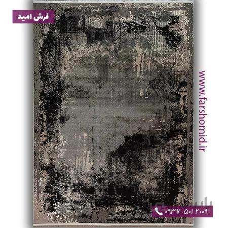 فرش ماشینی با الیاف طبیعی بامبو 1200 شانه مدرن کد V10 طوسی فرش اکسیر
