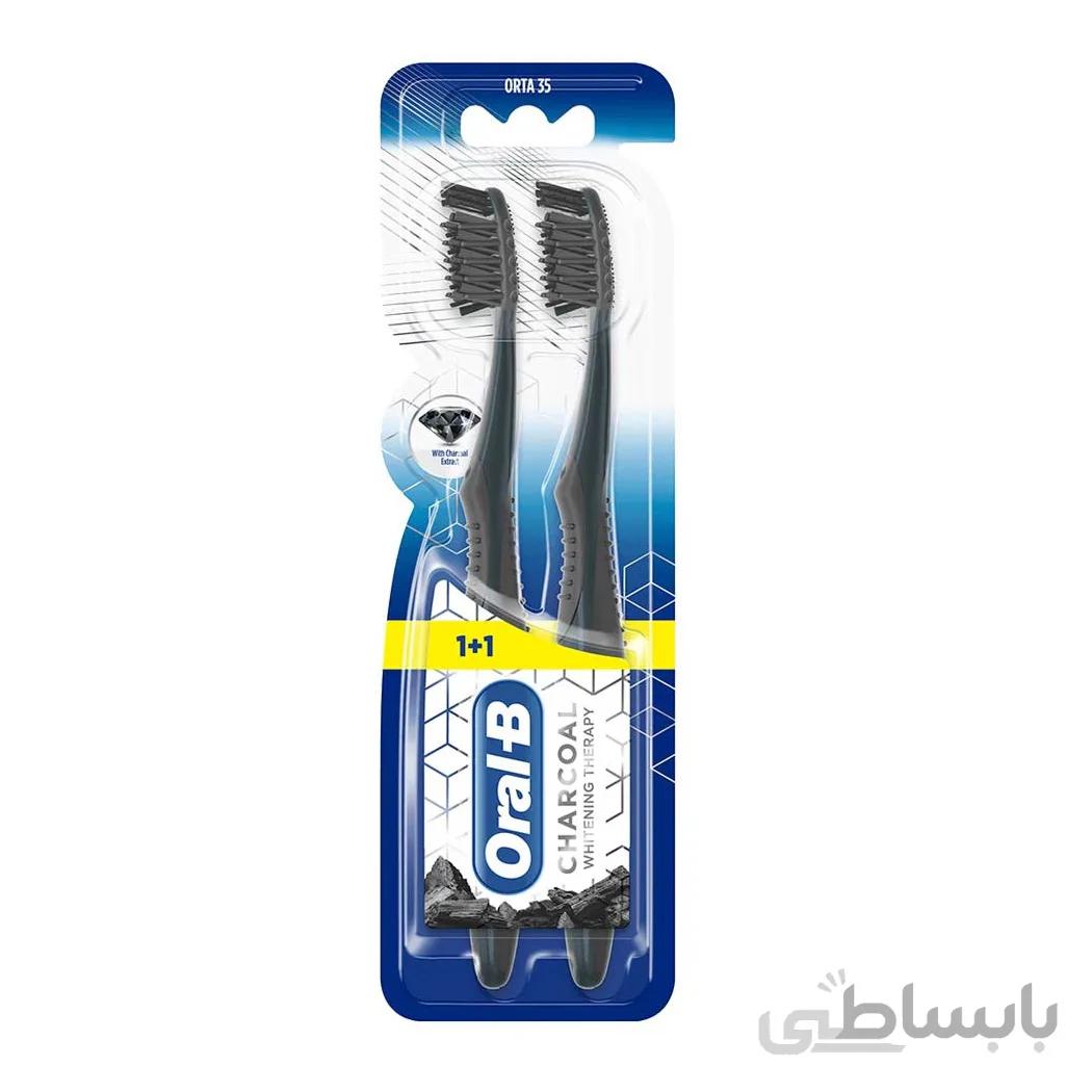 مسواک اورال-بی مدل Charcoal با برس متوسط بسته 2 عددی ا toothbrush Oral-B Charcoal