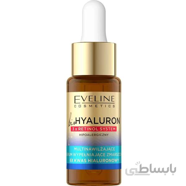 سرم بایو هیالورونیک اسید اولاین EVELINE مدل BIO HYALURON حجم ۱۸ میل | پر کننده قوی خطوط و ضد چروک