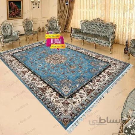 فرش ماشینی آرا مشهد طرح 60029 آبی