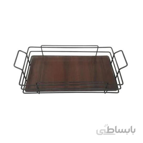 سینی مستطیل چوبی دور فلزی