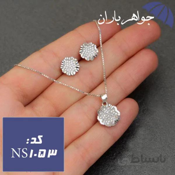 نیم ست نقره تایلندی زنانه طرح گل کد NS_1053