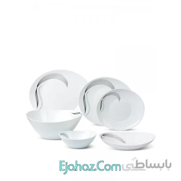 سرویس غذاخوری آرکوپال مقصود 26 پارچه آیروپال طرح شمل مشکی بدنه صدفی