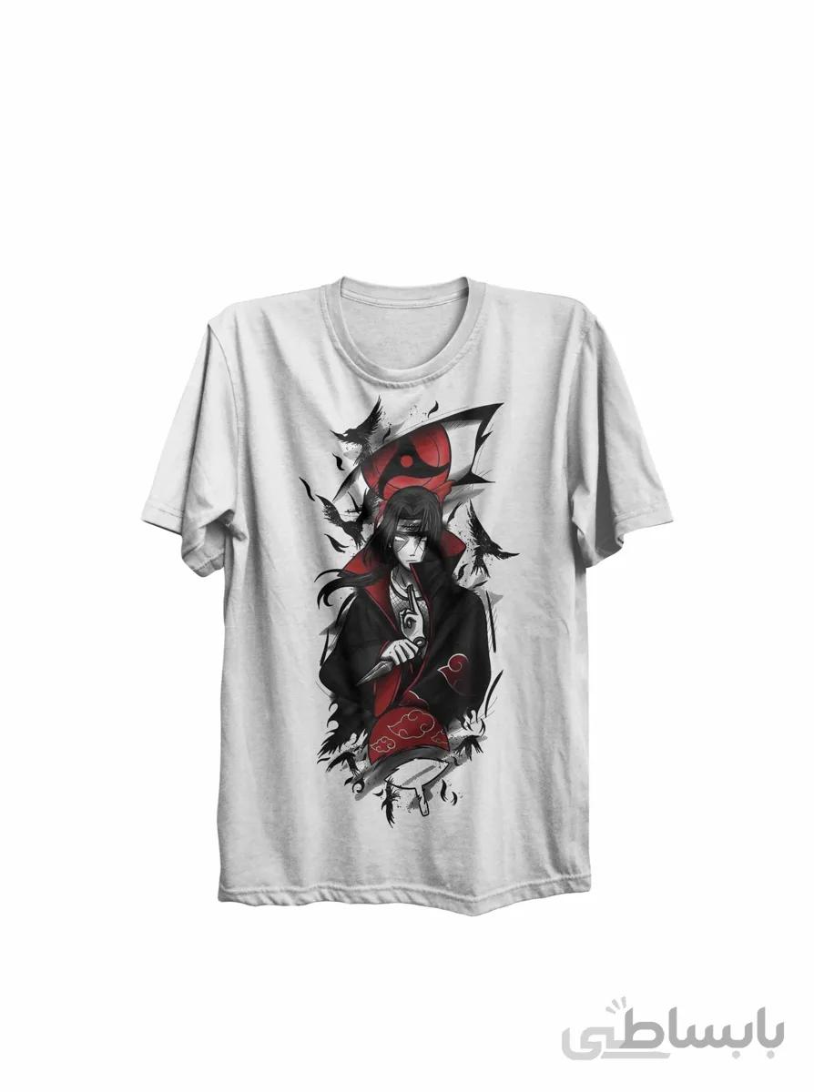 تیشرت یقه گرد سفید طرح انیمه ناروتو Naruto کد KCT10427
