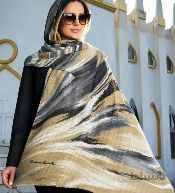 شال نخی ژاکارد ابرنگی طوسی