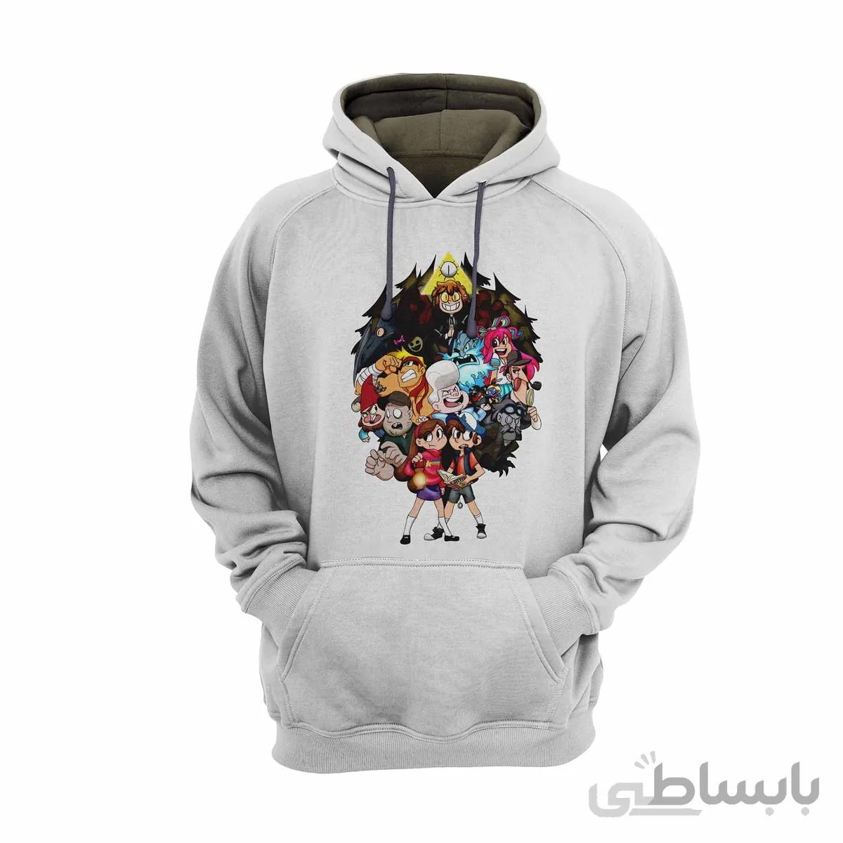 هودی سفید طرح انیمیشن ابشار جاذبه gravity falls