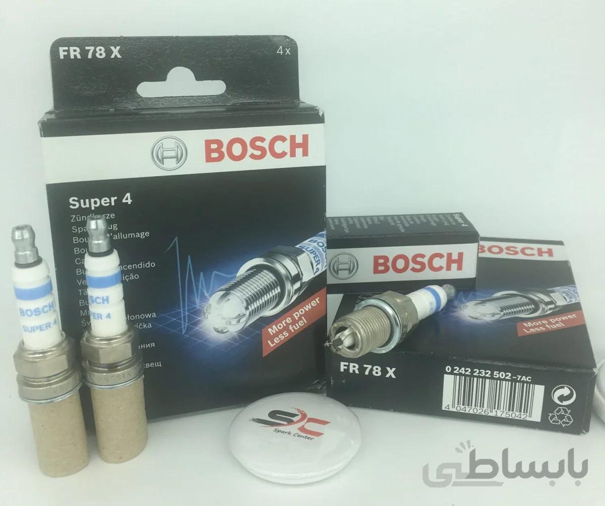 شمع بوش پایه کوتاه چهار پلاتین روس BOSCH FR78X یک بسته (چهارعدد)