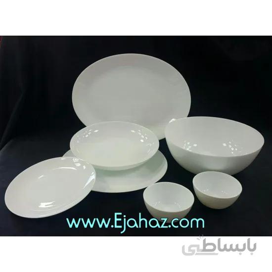 سرویس غذاخوری آرکوپال مقصود 26 پارچه سفید ساده