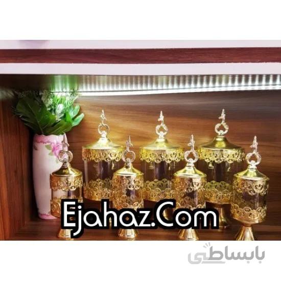 پاسماوری 7 پارچه تاجی فلزی طلایی