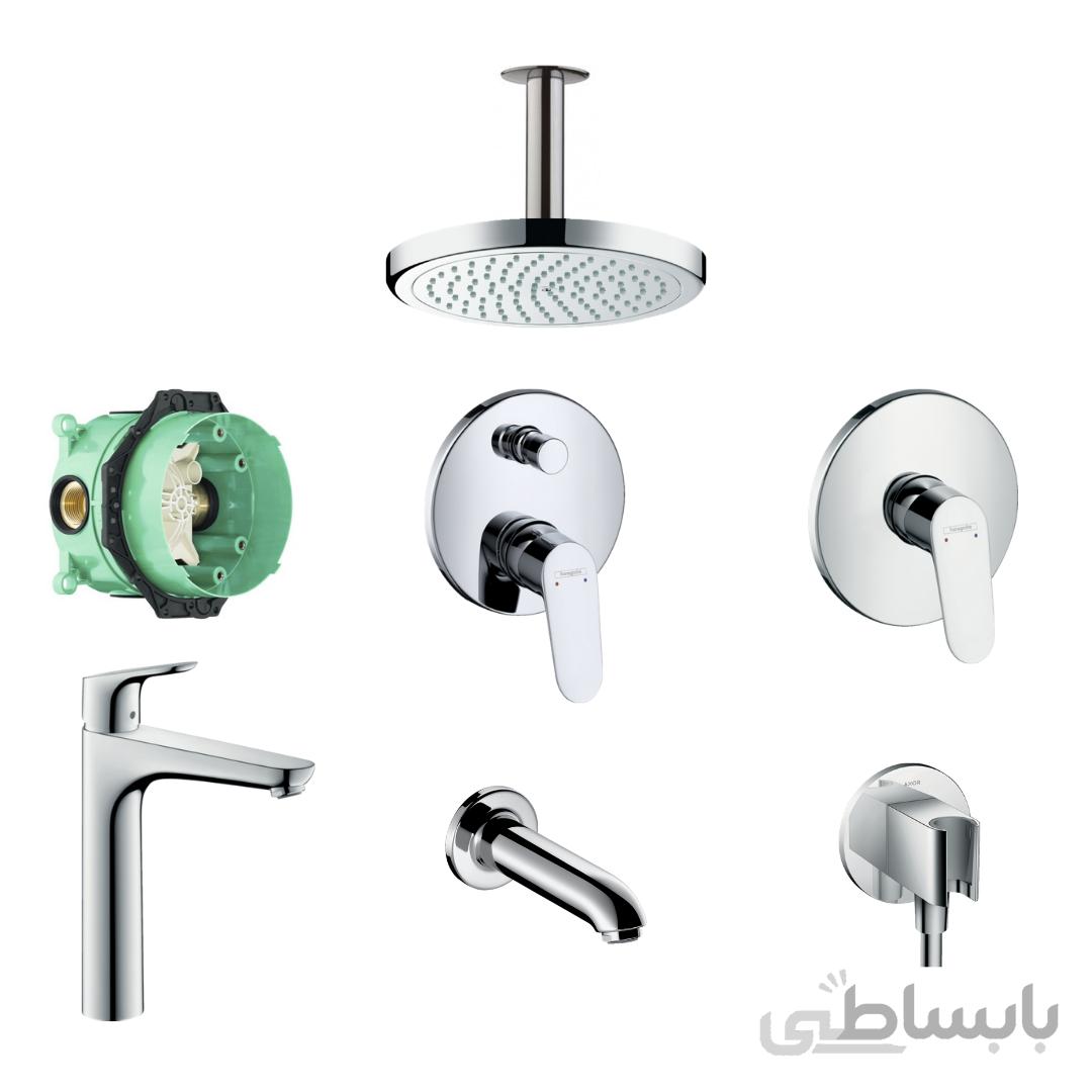 ست کامل شیرآلات توکار هانس گروهه مدل Focus با متعلقات کد KH1076 ا Hansgrohe Focus Bath Set