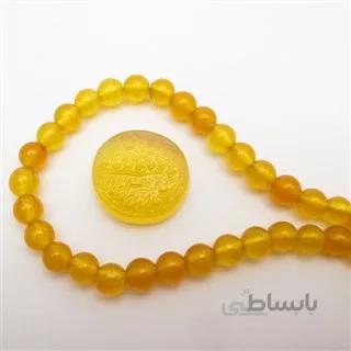 عقیق زرد با حکاکی و من یتق الله کد 2977 ا قیمت به شرط خرید تیمی
