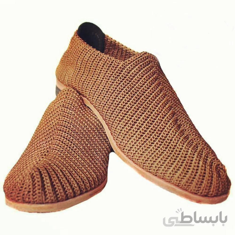 گیوه ی چرم زندان بافت دو رنگ کدros-12